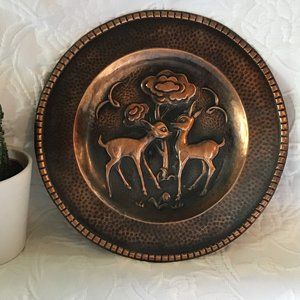 Mid Century Modern Vintage Decorative Copper  Wall Plate